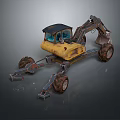 Yellow Heavy Duty Functional Excavator With Mechanical Arm Cab And Wheels