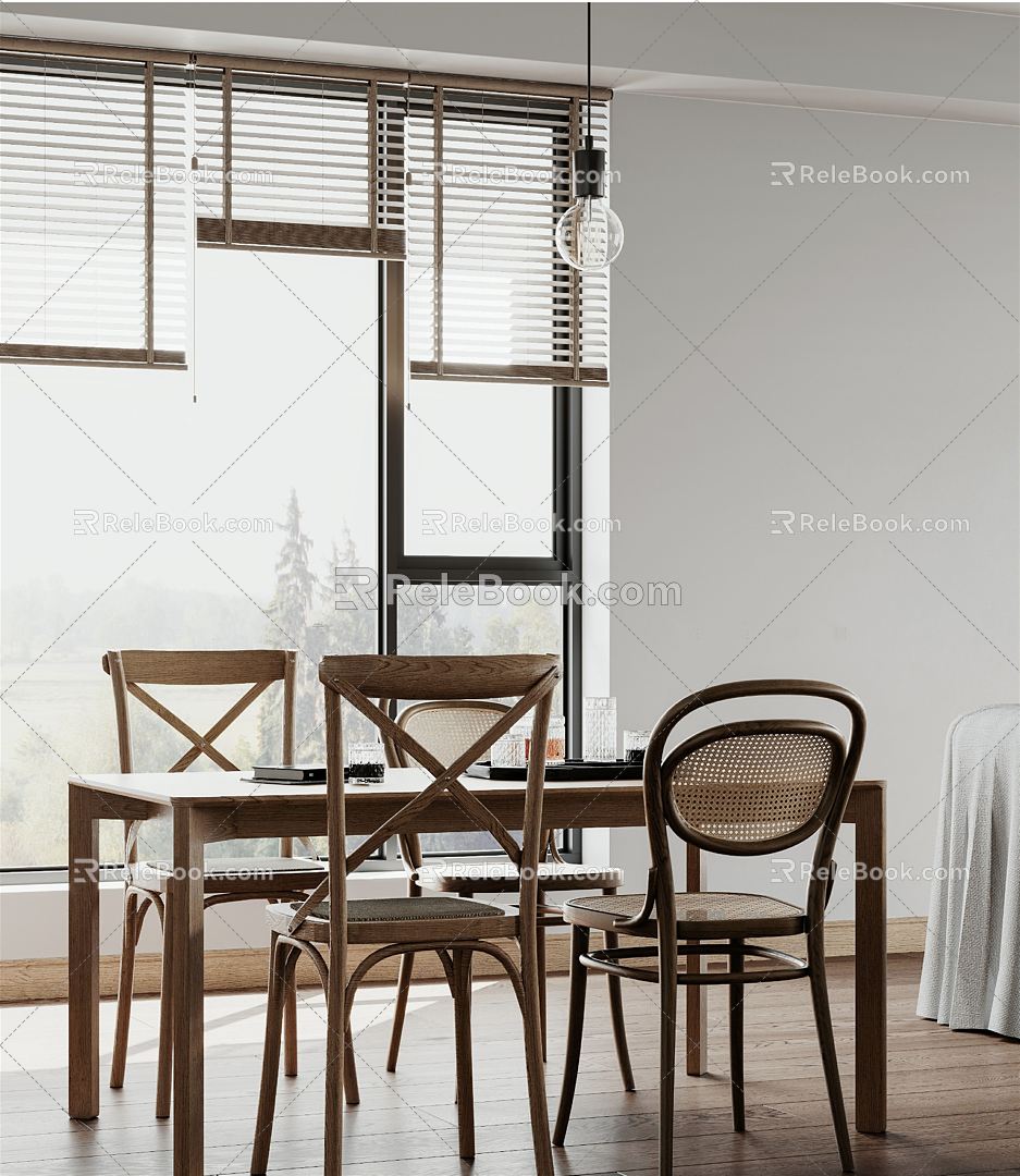 Nordic Apartment Dining Table Home Decoration 3d model