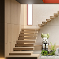 Modern Staircase Staircase Garden Sits 3d model