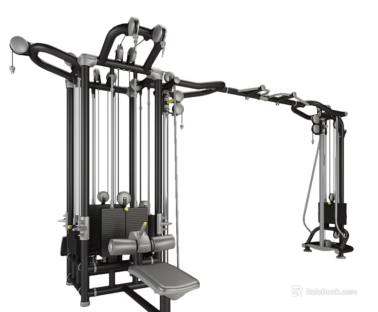 Multifunctional Fitness Equipment With Cable System Adjustable Seat And Training Arms 3d model 
