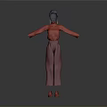 3D Model Character Wearing Red Top Pink Wide Leg Pants And Red Shoes