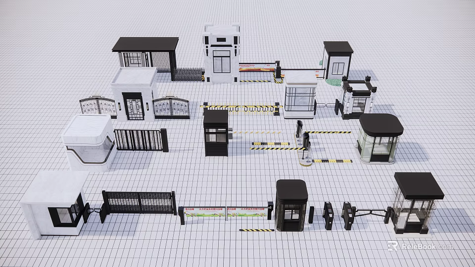 Modern Garden Ornaments Design Collection With Metal Gates Fences And Pavilions 3d model 