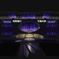 Leading Future Investment Promotion Stage With Modern Lighting Digital Screen And Audience Seats