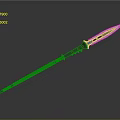 Detailed Blue Spear With White Blade And Modern 3D Model Structure