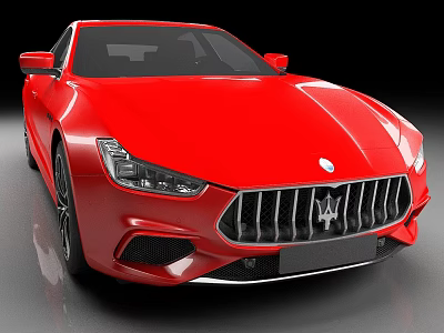 Red Maserati Sports Car Front View With Sleek Body Design 3d model