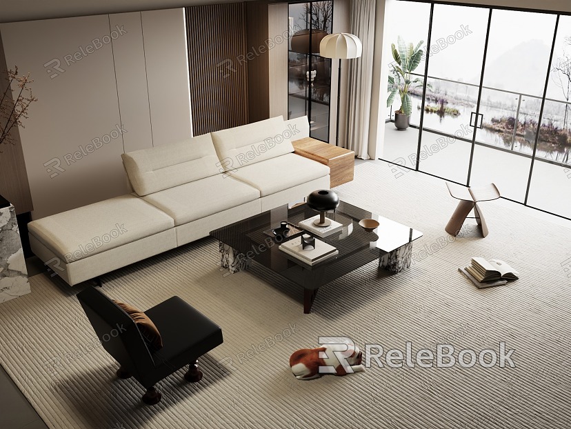 Modern sofa coffee table combination model