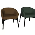 Modern Brown Velvet Accent Chair with Black Wooden Legs and Curved Armrests for Comfort