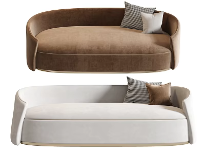 Modern Sectional Sofa in Brown and Beige Upholstery with Decorative Pillows 3d model