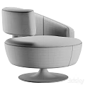 Modern Beige Leisure Chair With Velvet Upholstery Round Seat And Metal Base