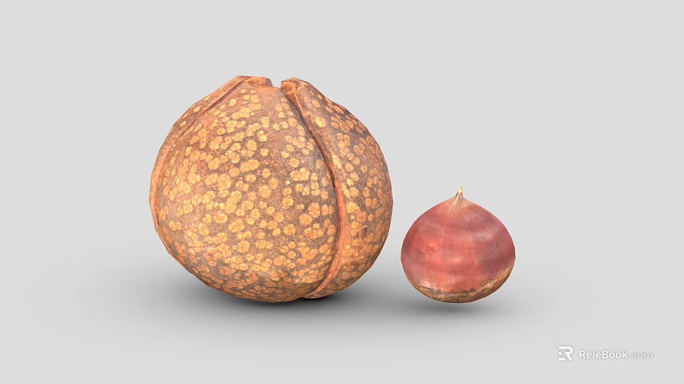 Two Different Size Fruits Featuring Brown Spotted Skin and Smooth Red Surface 3d model 