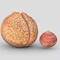 Two Different Size Fruits Featuring Brown Spotted Skin and Smooth Red Surface