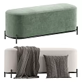 Modern Pink Sofa Bench With Striped Blanket And Striped Pillow In Multiple Colors