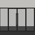Modern Black Frame Glass Sliding Door With Clear Panels And Metal Handle