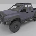 Gray Off Road Truck Double Cab With Roof Rack Large Tires And Riveted Front Bumper