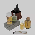 Elegant Decorative Ornament Set With Serum And Perfume Bottles Leather Pouch And Stone Base