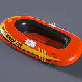 Orange Inflatable Explorer 100 Boat With Flame Pattern For Water Activities 3d model