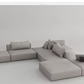Modern Light Gray Fabric Sectional Sofa With Modular Design And Comfortable Pillows 3d model