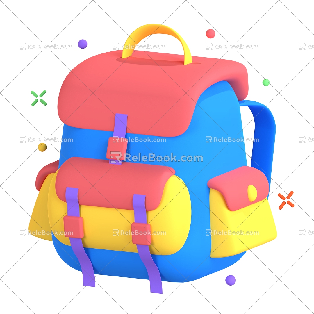 Schoolbag Backpack Cartoon Schoolbag 3d model