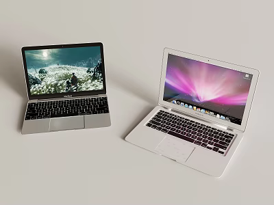 Two Laptops Displaying Different Screen Interfaces 3d model