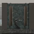 Luxurious Foyer Hallway Design With Green Marble Wall Gold Accents Wooden Panels And Black Console