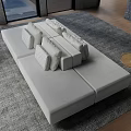 Modern Gray Fabric Public Chair In Living Room With Carpet And Windows