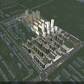 Aerial Plan of Modern Residential Community with High Rise Buildings Green Spaces and Roads