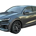 Gray Audi RS Q8 SUV With Sporty Design Alloy Wheels And Rear Spoiler