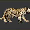 Yellow Leopard Figurine With Black Spots In Standing Pose On Black Background 3d model