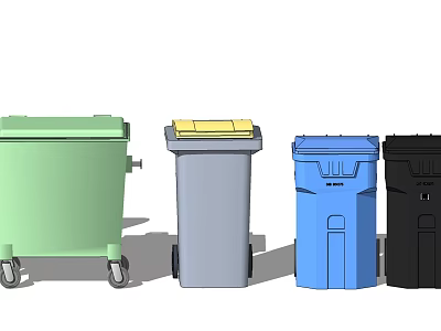 Public Facilities Waste Containers With Various Colors And Rolling Wheels For Sanitation 3d model
