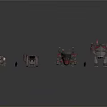 Four Different Futuristic Mechanical Vehicles With Detailed Structures And Small Figures