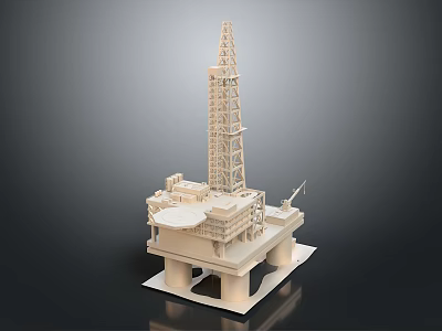 Detailed Industrial Equipment Drilling Platform With Derrick And Support Structure 3d model