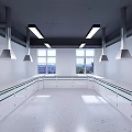 Modern Laboratory Interior Design With Lab Benches Fume Hoods And Scientific Equipment