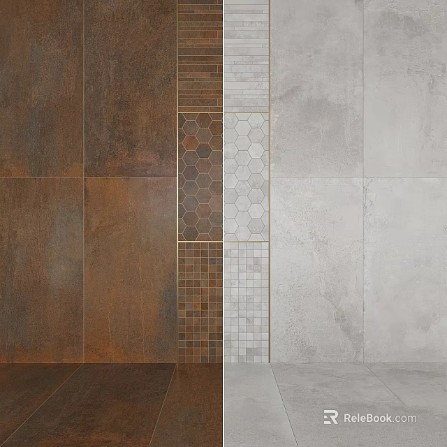 Tile Wall Components Featuring Various Colors Hexagonal Patterns And Textured Finishes 3d model