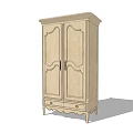 Beige Classic Wardrobe With Double Doors Carved Details Bottom Drawers And Carved Legs