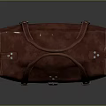 Classic Brown Genuine Leather Duffle Bag With Top Handle Metal Buckle And Stitching Details