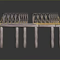 Curved Wooden Landscape Bridge With Railings And Support Pillars Design