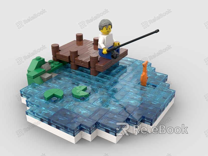 LEGO Toy Fishing Fishing Pond Dock Fisherman Luya Scene Ornaments model