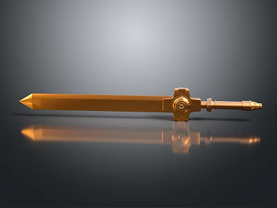 Golden Metallic Sword With Decorative Hilt Sharp Blade And Polished Surface 3d model