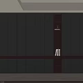Modern Dark Bookcase With Red Accent And Multi Tiered Shelves For Books