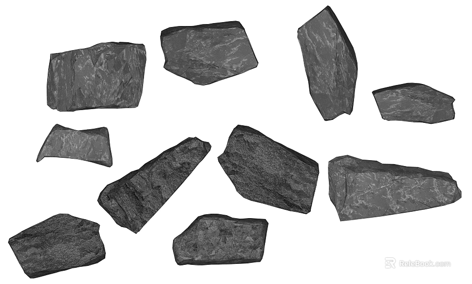 Natural Stone and Wood Decorative Materials with Organic Textures for Design Projects 3d model 