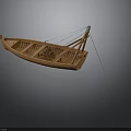 Small Traditional Wooden Boat with Rowing Oars and Classic Structure