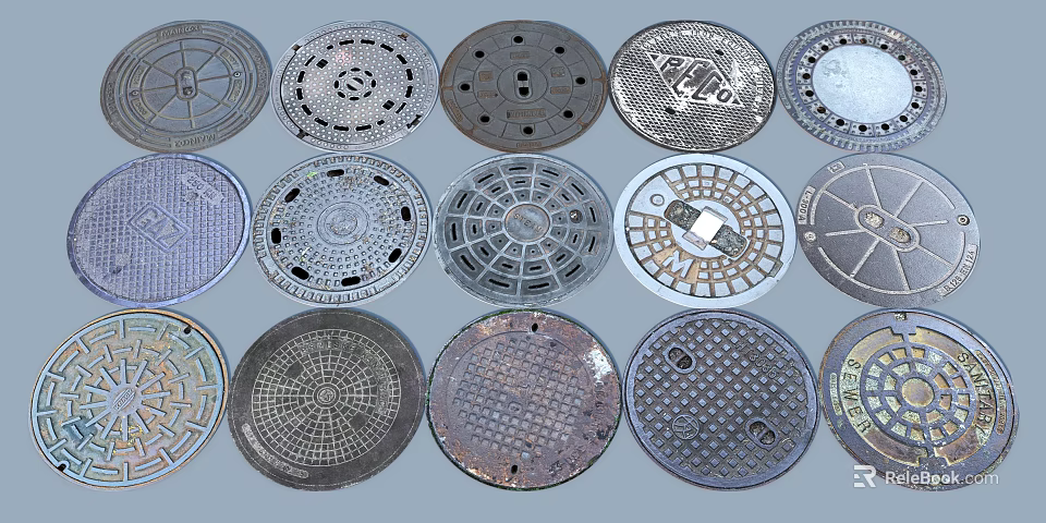 Various Designed Metal Manhole Covers For Urban Road Drainage Infrastructure 3d model 