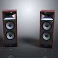 Two Computer Speakers With Wooden Cabinet And Black Front Panel Design 3d model