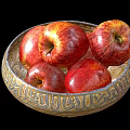 Fresh Red and Yellow Apples in a Decorative Patterned Bowl 3d model