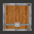 Wooden Crate With Orange Planks And Silver Metal Frame And Labels