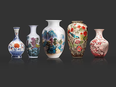 Blue and White Porcelain Ceramic Porcelain Bottle Pottery Filling Bottle Jar Antique Ceramic Utensils Cultural Relics Porcelain Vase Yuan Blue and White Decoration 3d model