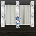 Modern Glass Partition Design With Marble Columns And Transparent Texture Details