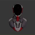 Mechanical Sci Fi Character With Red Black Armor Torso And Circular Eye