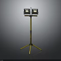 Portable Adjustable Yellow Tripod Work Light With Two Floodlights And Stable Base
