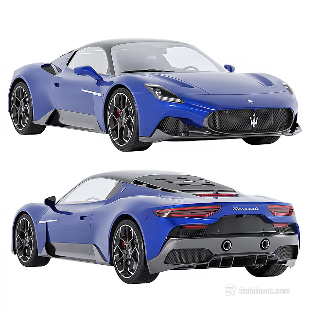 Blue Premium Sports Car Featuring Sleek Design Sloping Roof Aerodynamic Rear And Stylish Lights 3d model 
